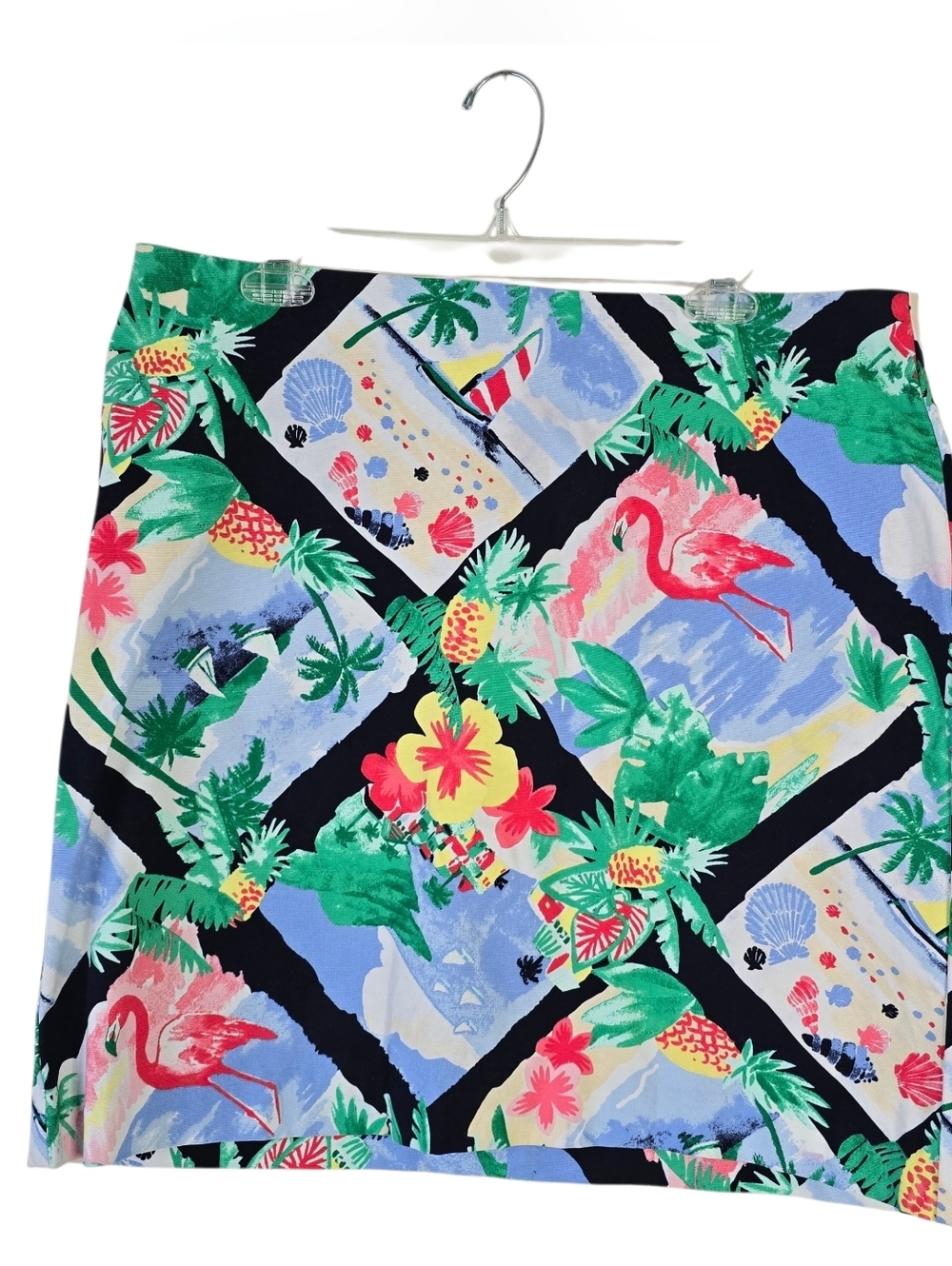 Talbots Colorful Tropical Flamingo Beach Print Pencil Skirt 16 Resortwear